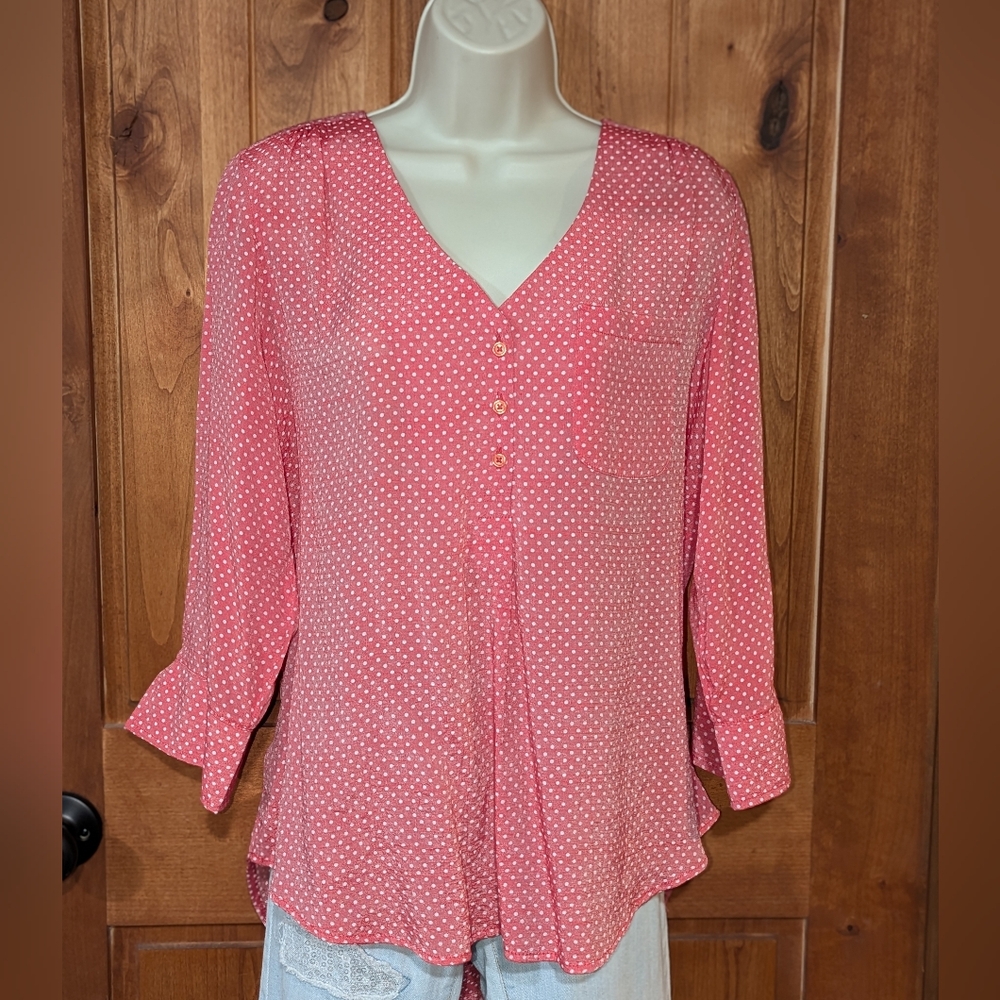 Fred David Muted Red Polka Dot Blouse